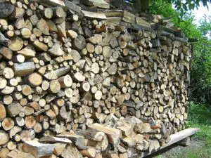 Brennholz sollte trocken, aber auch luftig gelagert werden, wichtig ist ein Dach nach oben und Luft UNTER dem Stapel, sagen Experten. - Foto: Christoph Neumüller via Wikipedia