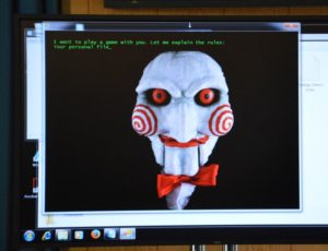 Erpressersoftware auf einem Computer, typisch für einen Cyberangriff, vorgestellt beim BKA. - Foto: gik
