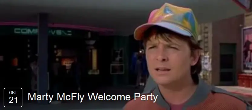Header Marty McFly Welcome Party auf Facebook