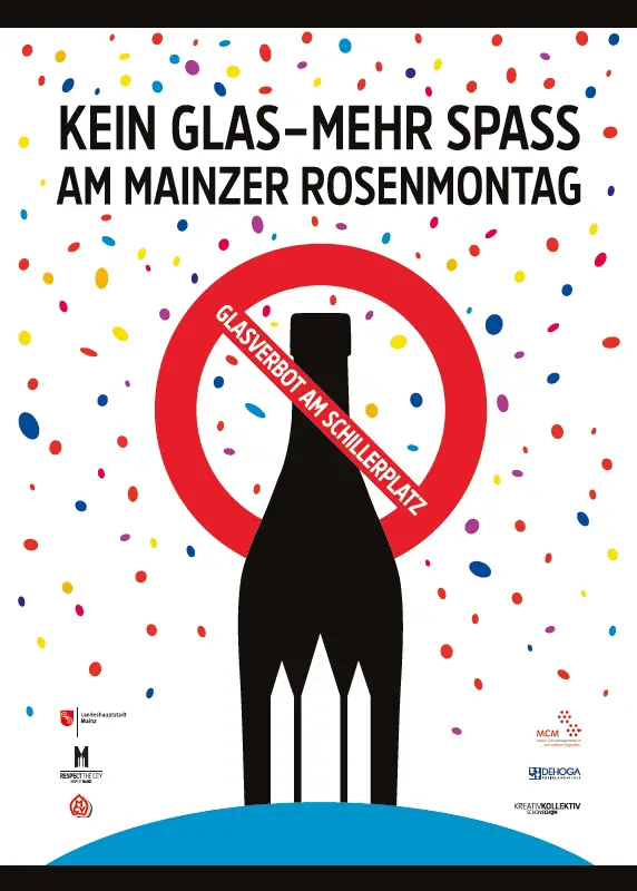 Plakat Glasverbot an Rosenmontag