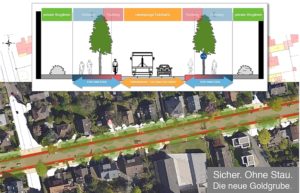 Plan der Mainzer CDU für einen Radweg entlang der Achse Göttelmannstraße / An der Goldgrube aus dem Jahr 2018. - Foto: gik