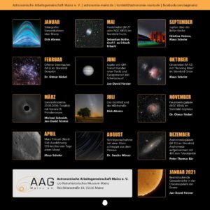Überblick über die Monate des Astrokalenders 2020. - Foto AAG Mainz