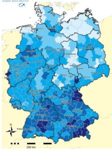 Karte der Infektionsraten der einzelnen Landkreise im Bundesgebiet. - Karte: Robert-Koch-Institut