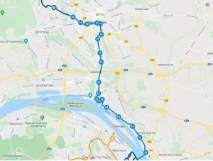 Die Linienführung der Citybahn mit möglichen Haltestellen. - Grafik: Stadt Wiesbaden