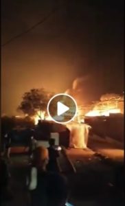 Handyvideo vom Brand im Flüchtlingslager Moria auf Lesbos. - Video: Trabert, Screenshot: gik