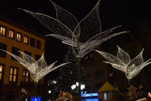 Die großen, leuchtenden Lilien sind das Markenzeichend es Sternschnuppenmarktes in Wiesbaden. - Foto: gik