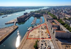 Blick auf den Mainzer Zollhafen mit den Baufeldern Hafeninsel und Marina, die an die LBBW Immobilien Development verkauft wurden. - Foto: Zollhafen GmbH