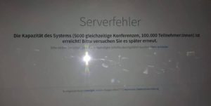 Anzeige Serverfehler BigBlueButton am Montag. - Foto: privat