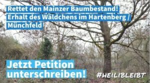 Petition des NABU zum Erhalt des Wäldchens am Heiligenhaus. - Foto: NABU Mainz