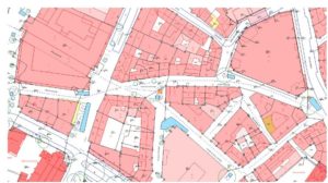 Die blauen Flächen sollen Zonen für Weihnachtsmarktbuden der Händler werden. - Grafik: Stadt Mainz
