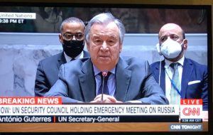 Wandte sich in einem verzweifelten letzten Appell an Putin: UN-Generalsekretär Antonio Guterres. - Screenshot: gik