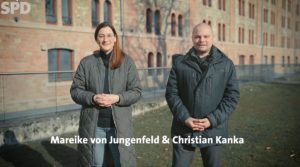 Wollen in Zukunft als Doppelspitze die Mainzer SPD führen: Mareike von Jungenfeld und Christian Kanka. - Video: SPD Screenshot: gik