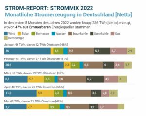 Strommix in Deutschland im Jahr 2022. - Grafik: Strom-Report.