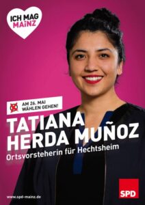 Wahlplakat Tatiana Herda Munoz bei der Kommunalwahl 2019. - Foto: SPD Mainz