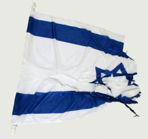 Die beschädigte Mainzer Israel-Fahne nach dem Herunterreißen und Anzünden. - Foto: Polizei Mainz