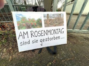Kommt es an Rosenmontag in Mainz-Finthen zu einem "Baum-Massaker"? Das befürchtet die BI "Bessere Schule Finthen". - Foto: BI Bessere Schule Finthen