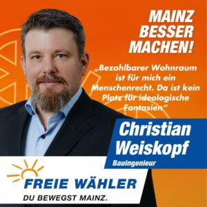 Freie Wähler Mainz: Neue Köpfe, komplett neuer Kreisverband - Christian Weiskopf ist der neue Kreischef. - Foto: Freie Wähler Mainz