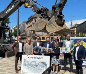 Baustart für die Straßenbahntrasse Binger Straße.- - Foto: Mainzer Mobilität