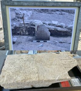 Fund einer antiken Grabstele vor einer Grabkammer in der Mainzer Oberstadt: Ungewöhnlich und herausragend. - Foto: gik