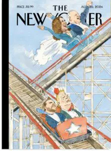 Der Legendäre „New Yorker“ hat sich seine Meinung zum US-Wahlkampf schon gebildet - das Cover der August-Ausgabe. - Foto via X