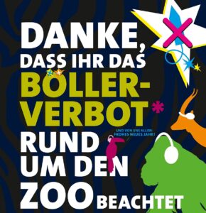 Infoplakat zum Böllerverbot rund um den Frankfurter Zoo im Jahr 2023. - Grafik: Zoo Frankfurt 