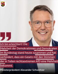 Mit diesem Post kommentierte Alexander Schweitzer auf offiziellen Auftritten der Landesregierung Rheinland-Pfalz die Abstimmungen im deutschen Bundestag in Sachen Migration - und das Agieren der CDU. - Foto: CDU RLP