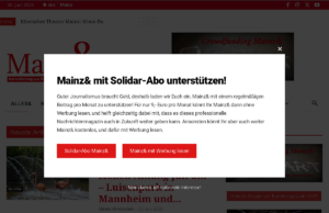 Dieses Popup-Fenster seht Ihr auf der Startseite bei Mainz&. - Foto: gik
