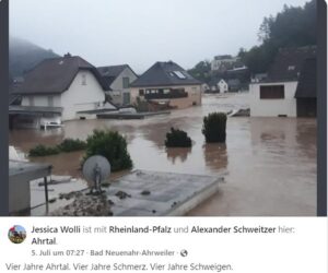 Bewegender Facebook-Post einer Anwohnerin aus dem Ahrtal zum vierten Jahrestag der Flutkatastrophe und dem Kampf um Gerechtigkeit. - Screenshot: gik