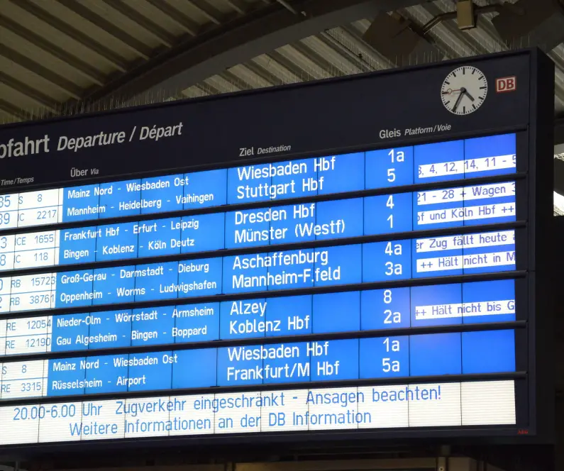 Anzeigetafel Hauptbahnhof Mainz - Foto: gik