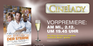CineLady am 2.12. mit Bradley Cooper als coolem Sternekoch „Im Rausch der Sterne“