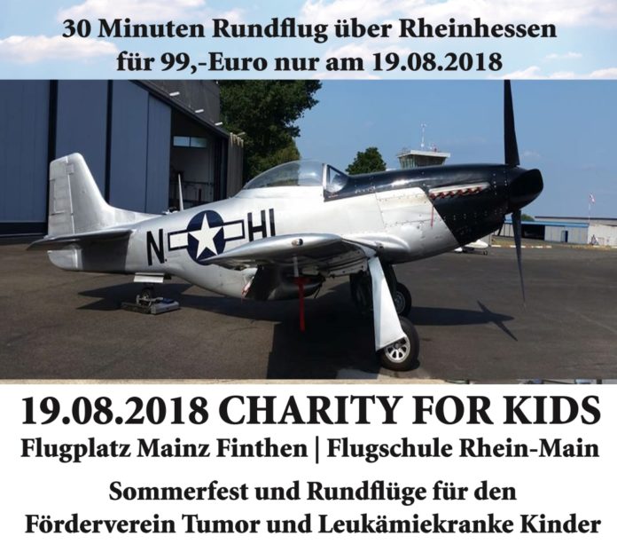 Rundflugtag für leukämiekranke Kinder: „Charity Event“ am 19. August bietet Rundflüge über Mainz für einen guten Zweck
