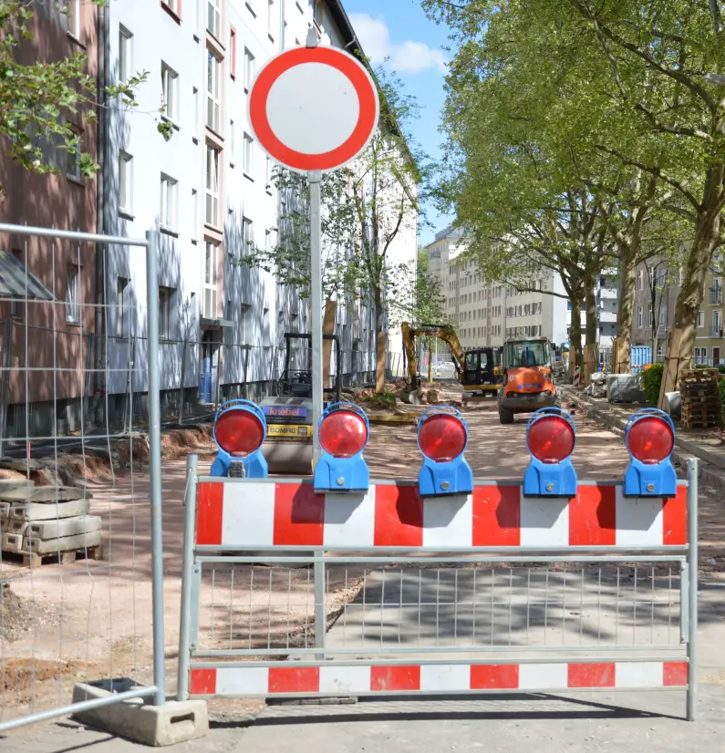 Baustellenschild am Mainzer Lessingplatz - Foto: gik