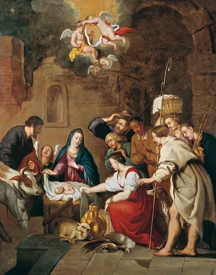 Die Geburt Christi - Anonymes Gemälde, Italien, 18. Jahrhundert 