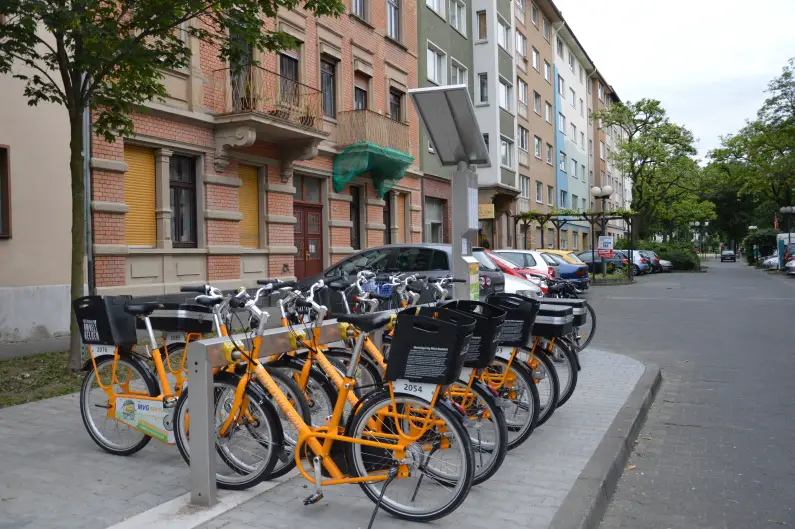 Fahrradmietstation MVGmeinRad in der Feldbergstraße in der Mainzer Neustadt - Foto: gik