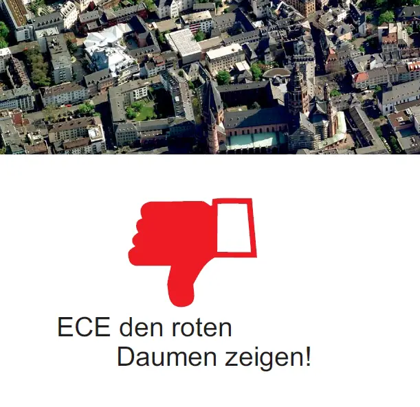 Faltblatt der BI: ECE den roten Daumen zeigen - Foto: gik