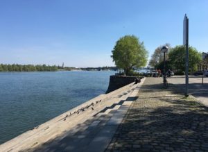 Der Rhein bei Mainz: Gerade, schnell, tückisch und gesäumt von hohen Ufern. Das macht das Baden hier lebensgefährlich. - Foto: gik 