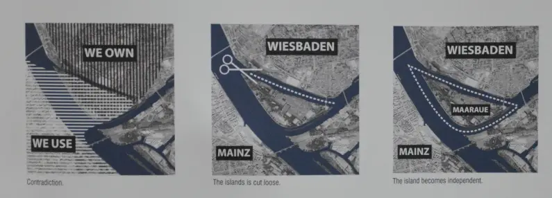 Grafik Architektursommer Maaraue Konflikt Mainz-Wiesbaden