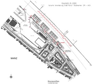 Offizieller Plan für die geplanten Schiffsanlegestellen vor der Südmole des Mainzer Zollhafens. - Foto: gik