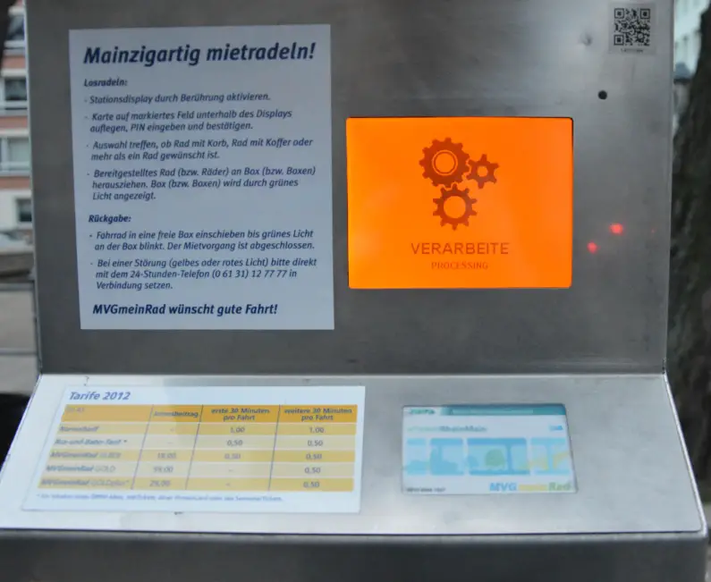 Display der MVGmeinRad Station am Gartenfeldplatz - Foto: gik