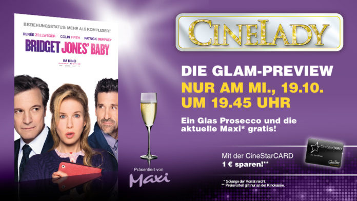 CineLady am 19.10. mit Bridget Jones‘ Baby und dem Improvisationstheater Restrisiko