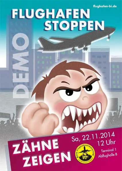 Plakat Fluglärm-Demo Zähne zeigen Nov 2014