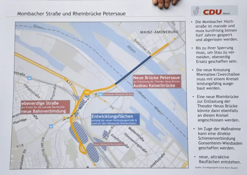 Plan neue Rheinbrücke mit Tangente Hochbrücke