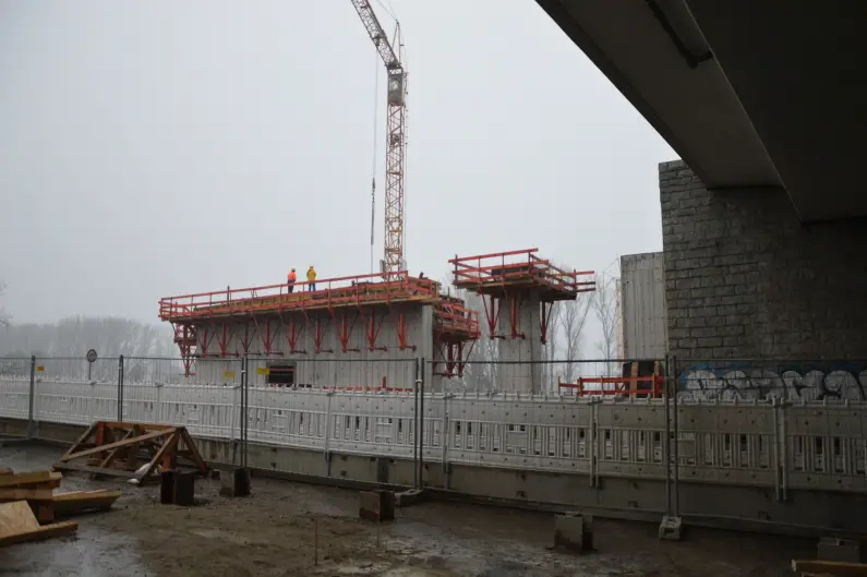 Schiersteiner Brücke - Bau neue Rheinbrücke von Mainz aus
