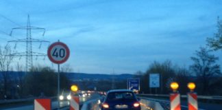 A60 Mainzer Ring zwischen Finthen und Dreieck Mainz nur einspurig bei Nacht – Blitzer kontrollieren Tempo 40