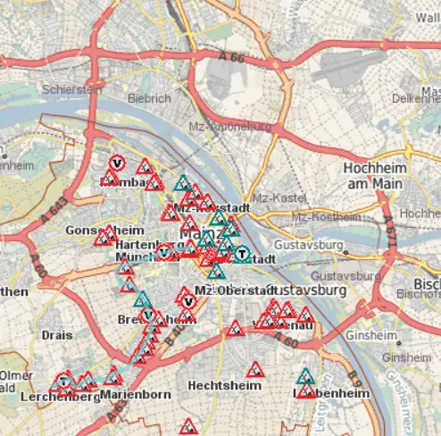 Screenshot Baustellen Mainz 11.2.2016