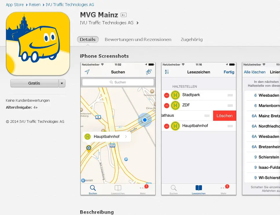 Screenshot MVG App bei Itunes - Foto: gik