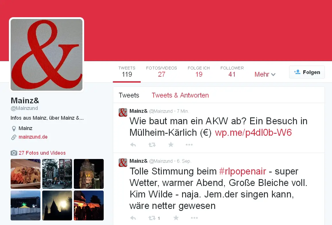 Screenshot Mainz& auf Twitter