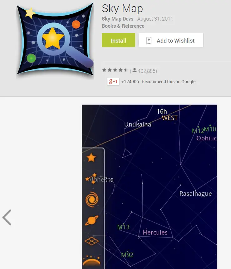 Screenshot Sky Map App