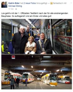 OB Michael Ebling (SPD) bei der ersten Testfahrt mit der neuen Mainzelbahn. - Foto: gik