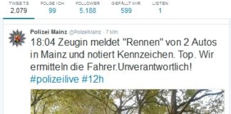 Autorennen, Schaf im Zaun, Diebstahl, Unfälle – Einsätze im Minutentakt beim Twittermarathon der Mainzer Polizei
